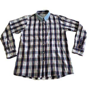 Peau De Loup Shirt Womens 10 Plaid Buttons Cotton LS Western Grunge Cottagecore